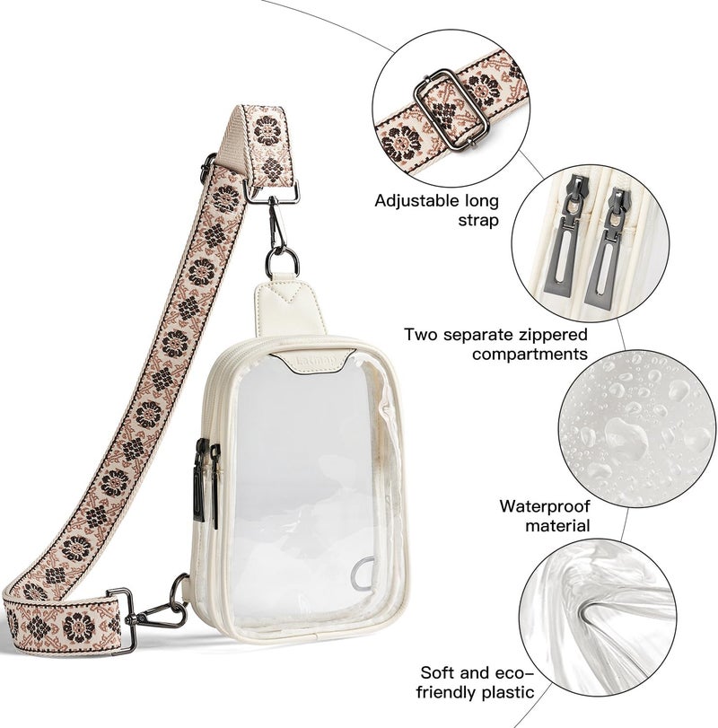 LATMAP DOUBLE ZIP Clear bags Stadium Approved Crossbody Sling Bag Fanny Pack Purses for Women Men Belt bag for Stadium Events - Image 5